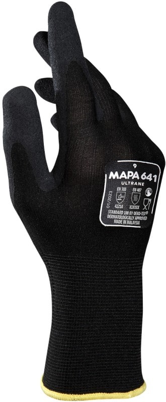 Mapa Professional Ultrane 641 Nicht Einweg Arbeitshandschuhe Nitril Ungepudert Large (L) Schwarz 2 Handschuhe