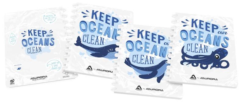 Notizbuch Liniert Klickspiralen Kunststoff aus Meeresabfällen Softcover Weiß Nicht perforiert 6011.200