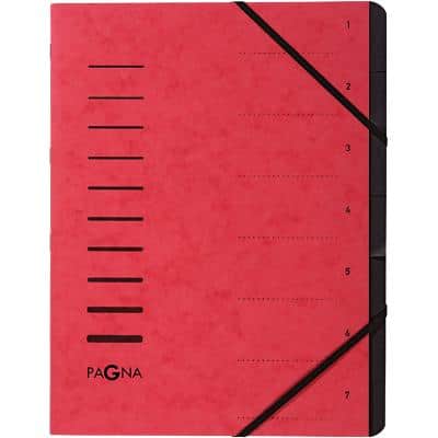 PAGNA Fächermappe DIN A4 Unbeschriftet Pappkarton 7 Fächer Rot 24,5 (B) x 0,4 (T) x 32 (H) cm