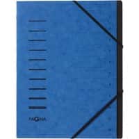 PAGNA Fächermappe DIN A4 Blanko Pappkarton 12 Fächer Blau 24,5 (B) x 0,5 (T) x 32 (H) cm