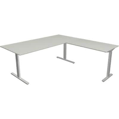 Kerkmann Form 2 Höhenverstellbarer Schreibtisch L-Form Silber T-Fuß 1.800 x 1.800 x 820 mm