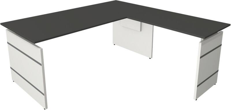 Kerkmann Form 4 Schreibtisch L-förmig Anthrazit Wange 1.800 (B) x 1.800 (T) x 760 (H) mm