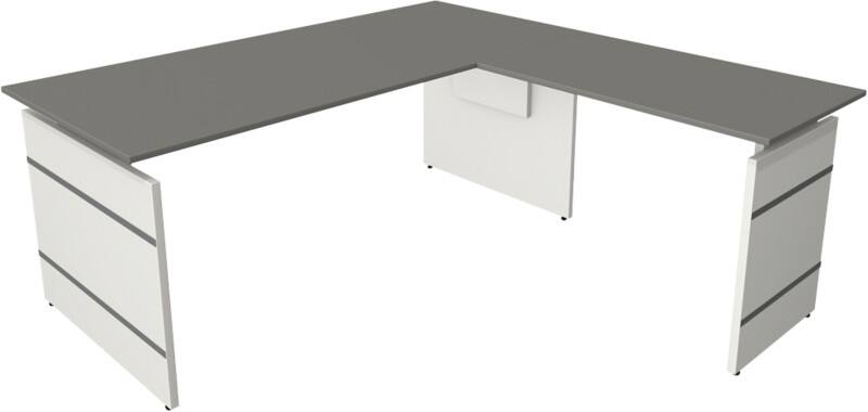 Kerkmann Form 4 Schreibtisch L-förmig Graphit Wange 1.800 (B) x 1.800 (T) x 760 (H) mm