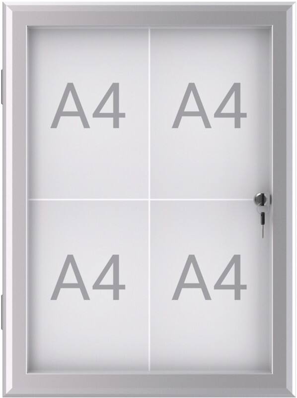Maul MAULexcite Abschließbarer Schaukasten Magnetisch 4 x A4 Zum Hängen Abschließbar Außen 52,2 (B) x 2,8 (H) cm Silber