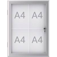 Maul MAULexcite Abschließbarer Schaukasten Magnetisch 4 x A4 Zum Hängen Abschließbar Außen 52,2 (B) x 2,8 (H) cm Silber