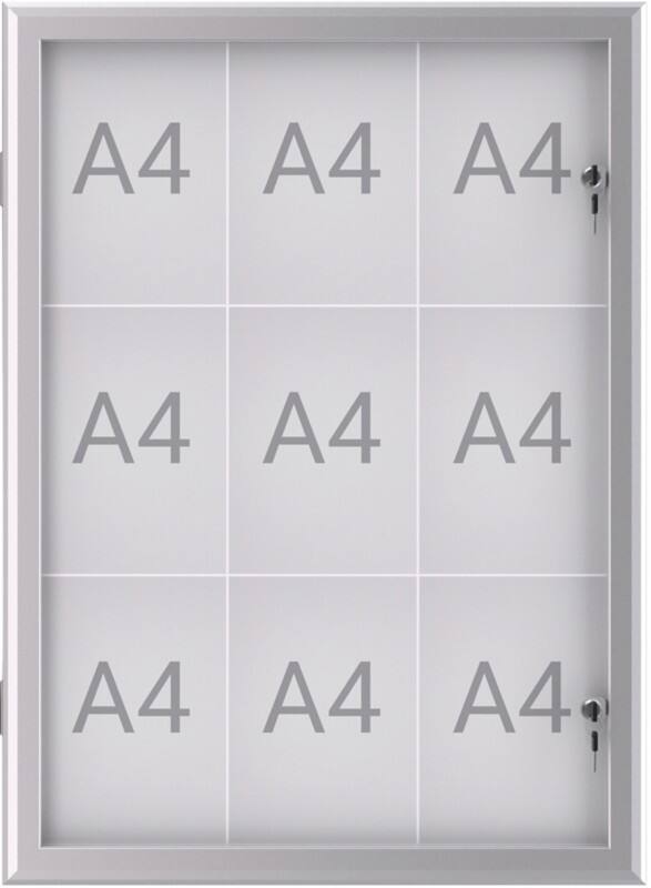 Maul MAULexcite Abschließbarer Schaukasten Magnetisch 9 x A4 Zum Hängen Abschließbar Außen 73,9 (B) x 2,8 (H) cm Silber