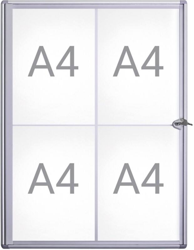 Maul MAULextraslim Abschließbarer Schaukasten Magnetisch 4 x A4 Zum Hängen Abschließbar Innen 49 (B) x 65,1 (H) cm Silber