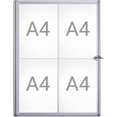 Maul MAULextraslim Abschließbarer Schaukasten Magnetisch 4 x A4 Zum Hängen Innen 49 (B) x 65,1 (H) cm Silber