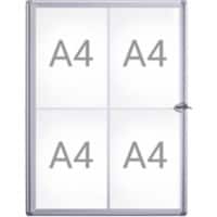 Maul MAULextraslim Abschließbarer Schaukasten Magnetisch 4 x A4 Zum Hängen Abschließbar Innen 49 (B) x 65,1 (H) cm Silber