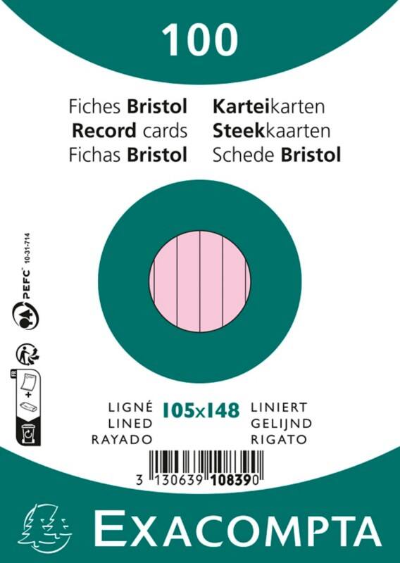 Exacompta Karteikarten 10839SE DIN A6 Rosa 10,7 x 15 x 2,5 cm 20 Stück