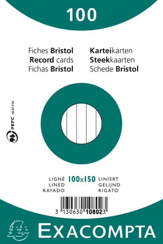 Exacompta Karteikarten 10802X DIN A6 Weiß 10 x 15 x 2,3 cm 20 Stück