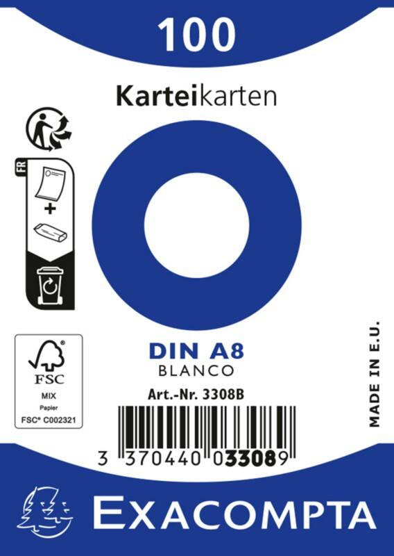 Exacompta Karteikarten 3208B DIN A8 Weiß 5,2 x 7,4 x 2,3 cm 48 Stück