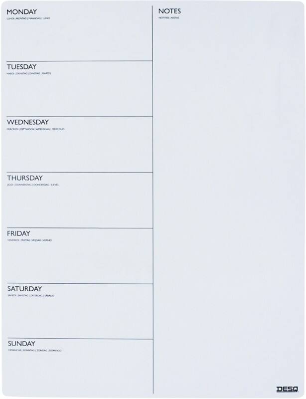 DESQ Wochenplaner Magnetisch 30 (B) x 40 (H) cm Metall Weiß