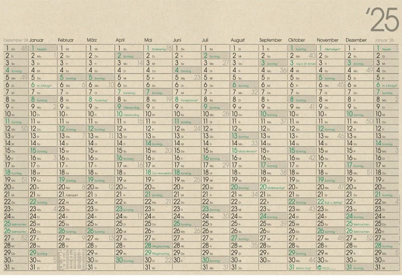 Kalender GHP14GL 2026 Papier Gelb Deutsch