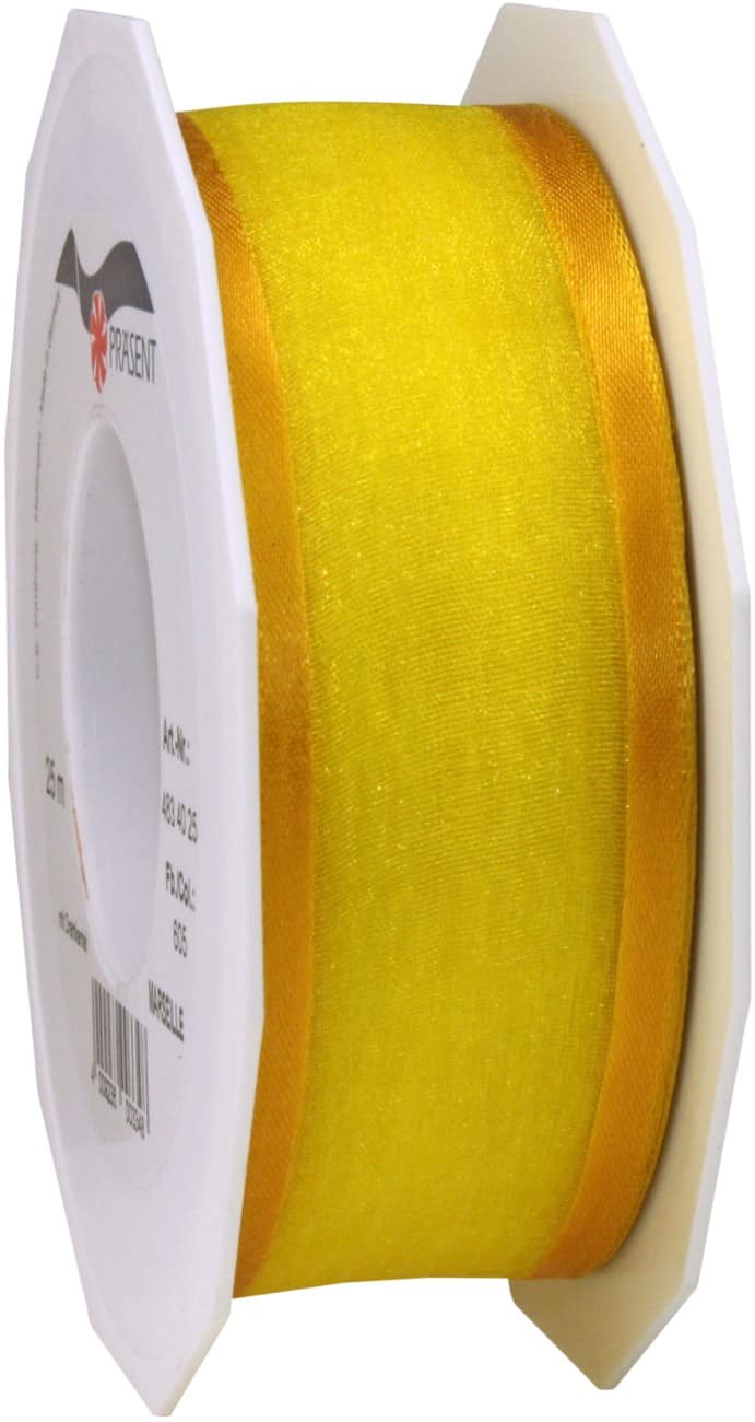 PRAESENT Organza 4834025-605  Gelb 40 mm x 25 m 2 Stück