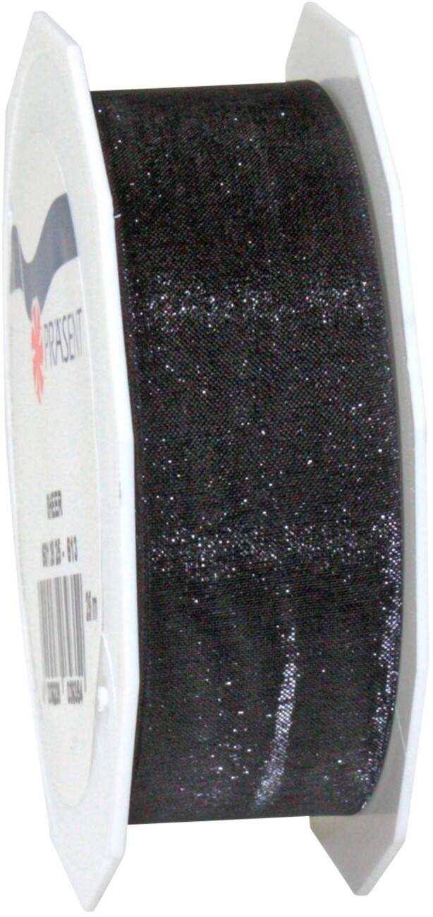 PRAESENT Organza 6012525-613 Schwarz 25 mm x 25 m 3 Stück