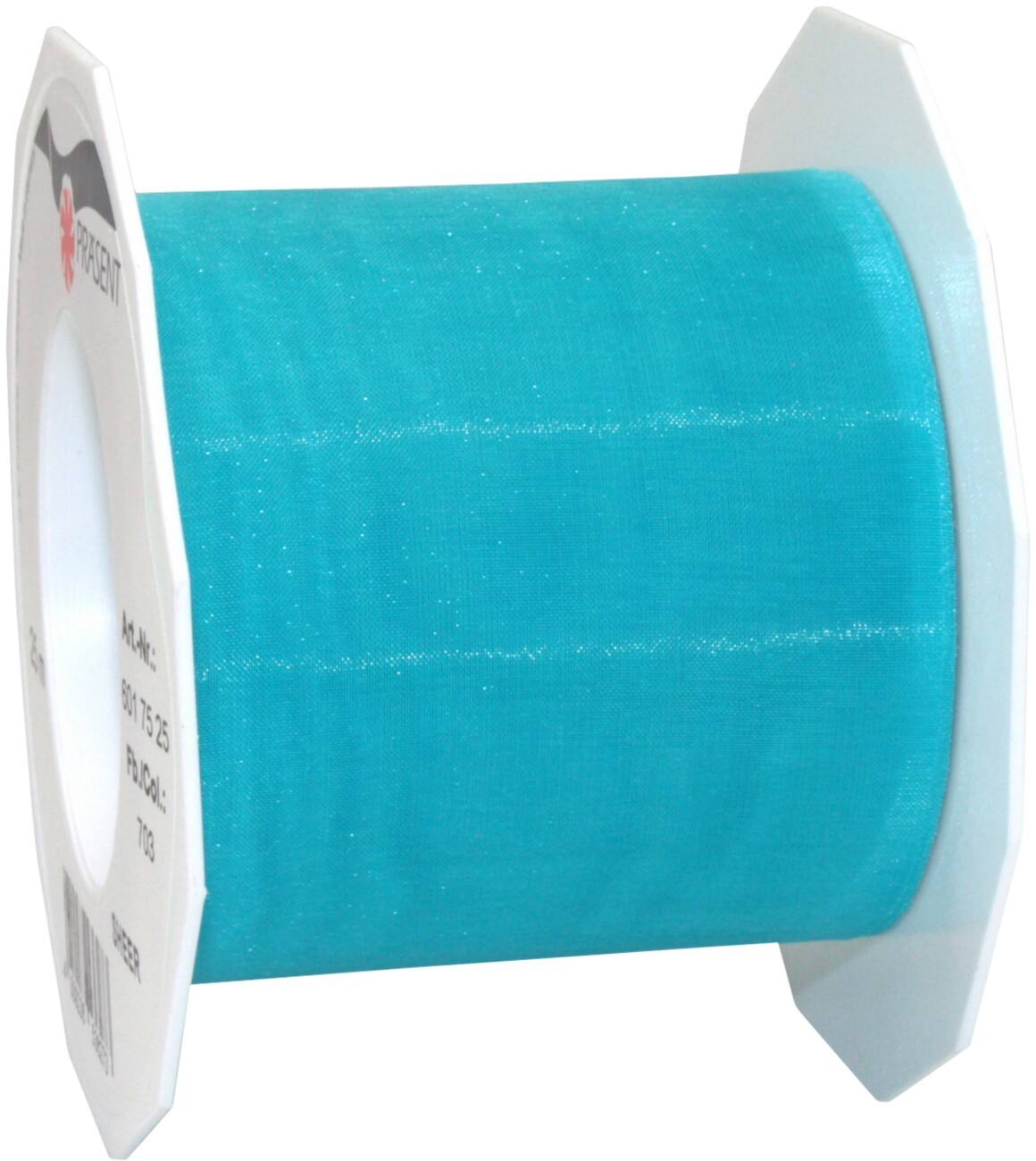 PRAESENT Organza 6017525-703  Türkis 72 mm x 25 m 3 Stück