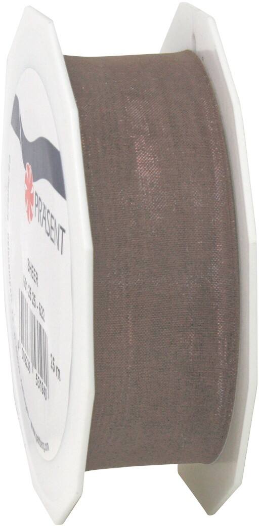 PRAESENT Organza 6012525-105 Taupe 25 mm x 25 m 3 Stück