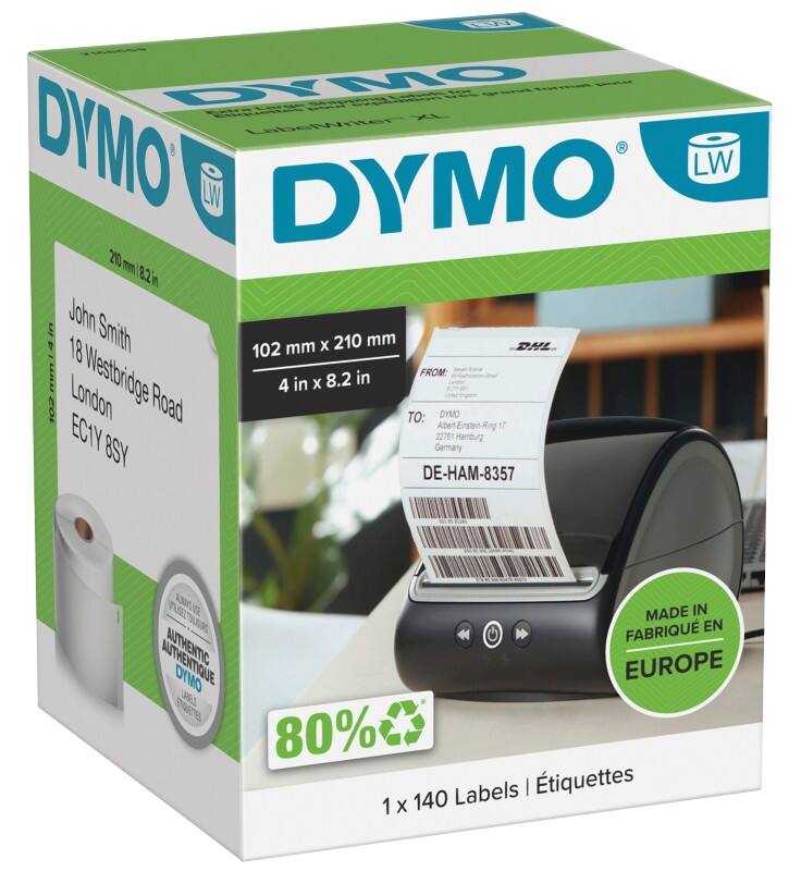 DYMO LabelWriter Adressetiketten Authentisch 2166659 2166659 Selbstklebend Schwarz auf Weiß 102 x 210 mm 1 Rollen à 140 Blatt