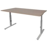 Schaffenburg Höhenverstellbar Sitz-Stehschreibtisch Rechteckig Kirsche Holz Aluminium T-Fuß 1.200 x 800 x 855 mm