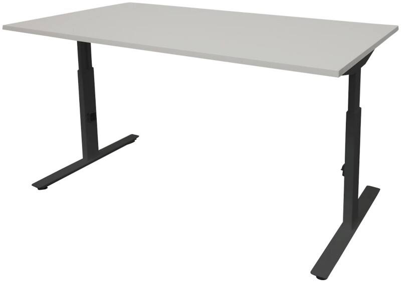 Schaffenburg Linesto Plus Höhenverstellbar Sitz-Stehschreibtisch Rechteckig Grau T-Fuß 1.200 (B) x 800 (T) x 655 (H) mm Melamin