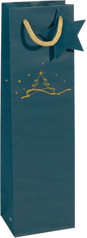 Sigel Geschenktüte Weihnachten Papier Petrolblau 10 x 8 x 35 cm 5 Stück