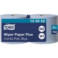 Tork Premium  Wischtücher W1, W2 Gerollt Blau 2-lagig 0.524 m 130052 2 Rollen à 750 Blatt