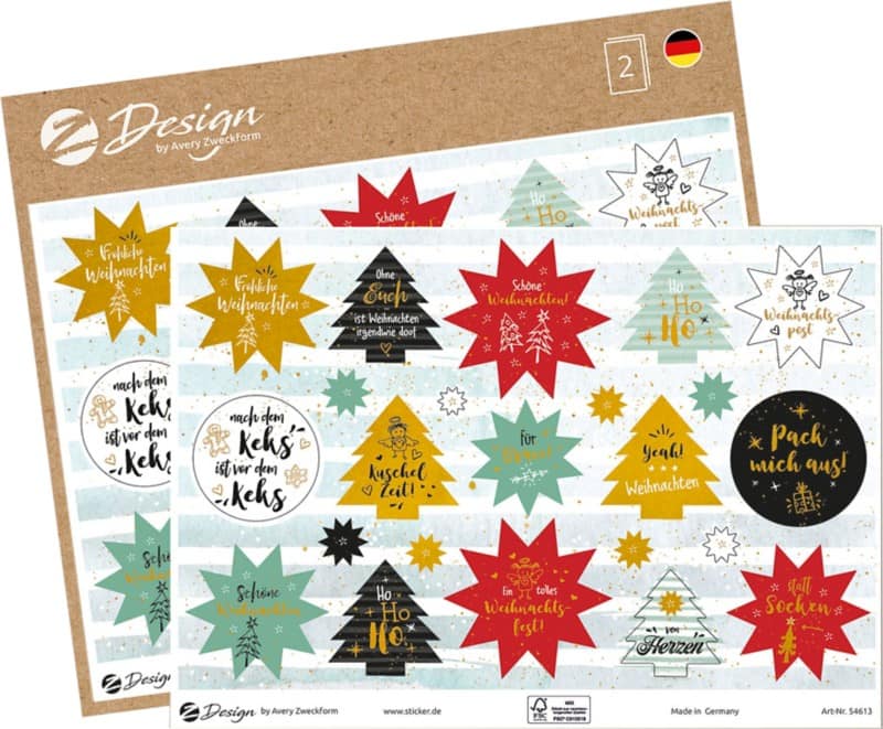 AVERY Zweckform Papier Weihnachtssticker 18,5 cm 46 Stück