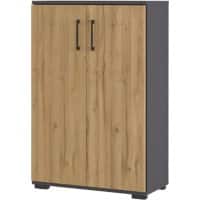 GERMANIA Melaminharzbeschichtete Spanplatte Aktenschrank Dunkelgrau, Eiche 800 x 400 x 1.230 mm