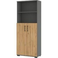 GERMANIA Melaminharzbeschichtete Spanplatte Aktenschrank Eiche, Dunkelgrau, Hellgrau 800 x 400 x 2.000 mm