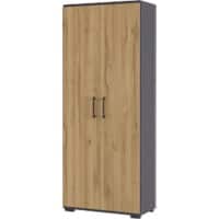 GERMANIA Melaminharzbeschichtete Spanplatte Aktenschrank Dunkelgrau, Eiche 800 x 400 x 2.000 mm