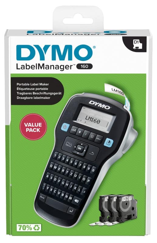 DYMO LabelManager LM 160 Etikettendrucker Vorteilspaket Thermal QWERTZ Schwarz