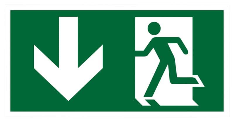 Seco Schild Ausgang unten Zum Ankleben Kunststoff 20 x 60 cm SP095SRP-600X200