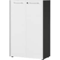 GERMANIA Aktenschrank mit 2 verschließbaren Türen 4260-569 GW-Pasadena 75 x 40 x 120 cm Melamin Dunkelgrau, Weiß