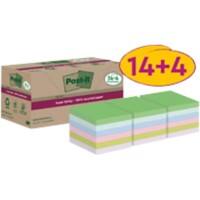 Post-it Super Sticky Recycelte Haftnotizen 76 x 76 mm Farbig sortiert 70 Blatt Vorteilspackung 14 + 4 Gratis