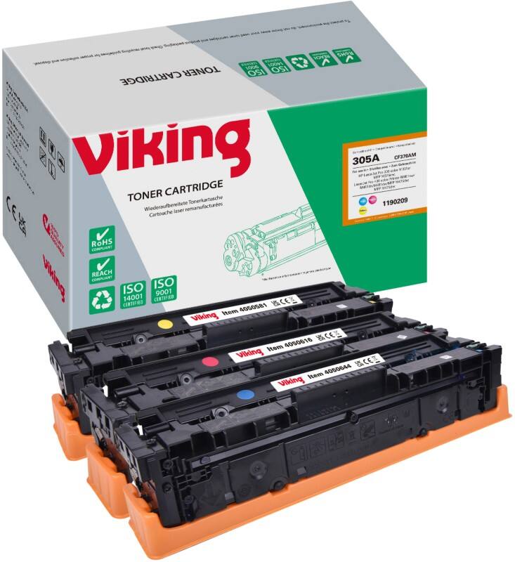 Viking 305A Kompatibel HP Tonerkartusche CF370AM Cyan, Gelb, Magenta Multipack 3 Stück