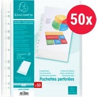 Exacompta Klarsichthülle DIN A4 Genarbt Transparent 50 Mikron PP (Polypropylen) Oben 5150E 50 Stück