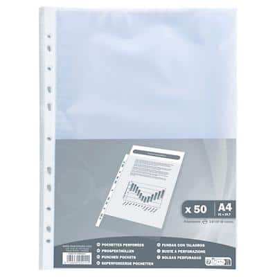Exacompta Klarsichthüllen A4 Genarbt Transparent 0,04mm PP Up 5211E Packung mit 50 Stück