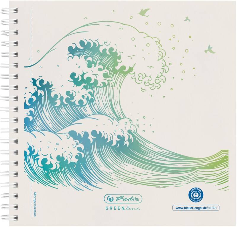 herlitz GREENline Notizbuch Punktkariert Spiralbindung Seitlich gebunden Pappe Hardback Grün Perforiert 200 Seiten