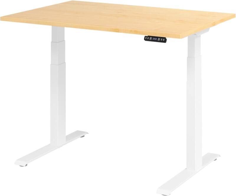 Hammerbacher VXDKB Elektrisch Höhenverstellbar Sitz-Stehschreibtisch Ahorn C-Fuß 1.200 (B) x 800 (T) x 1.290 (H) mm Spanplatte, Stahl