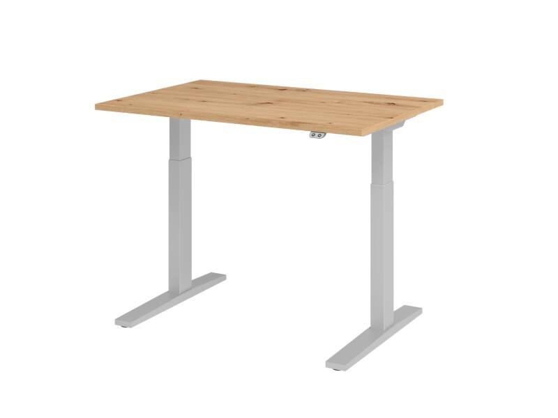 Hammerbacher VXMKA Elektrisch Höhenverstellbar Sitz-Stehschreibtisch Eiche C-Fuß 1.200 (B) x 800 (T) x 1.200 (H) mm Spanplatte, Stahl