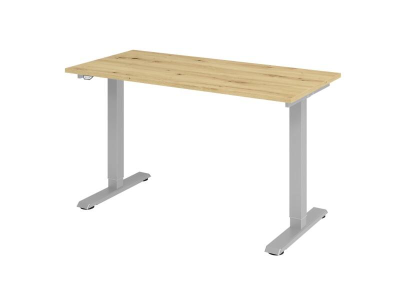 Hammerbacher VXMST Elektrisch Höhenverstellbar Sitz-Stehschreibtisch Eiche T-Fuß 1.400 (B) x 672 (T) x 1.200 (H) mm Spanplatte, Stahl