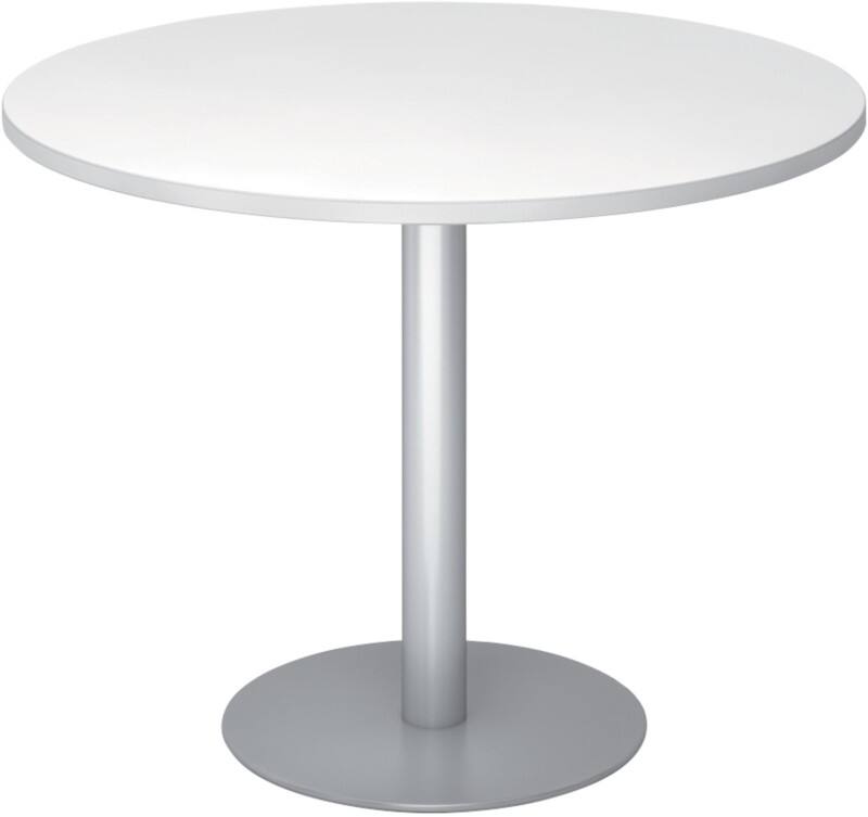 Hammerbacher Säulentisch Weiß 1.000 x 745 mm Mit Aufbau