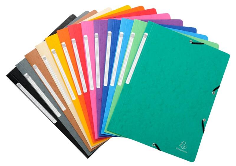 Eckspannmappe Exacompta 5510E Pressspankarton meliert 24 (B) x 0,3 (T) x 32 (H) cm Farbig sortiert 50 Stück