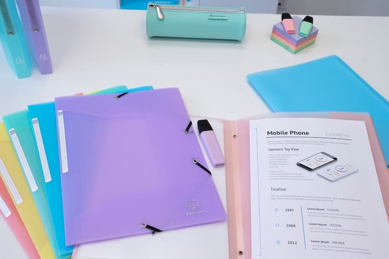 Exacompta Chromaline Pastel Dreiflügelmappe 55177E PP (Polypropylen) Gummiband 24 (B) x 0,2 (T) x 32 (H) cm Koralle 25 Stück