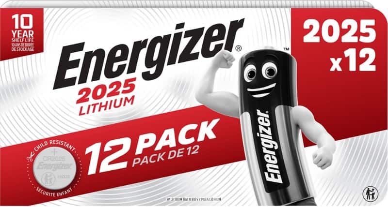 Energizer Knopfzelle CR2025 Lithium Manganese Dioxide (Li-MnO2) 3 V 12 Stück
