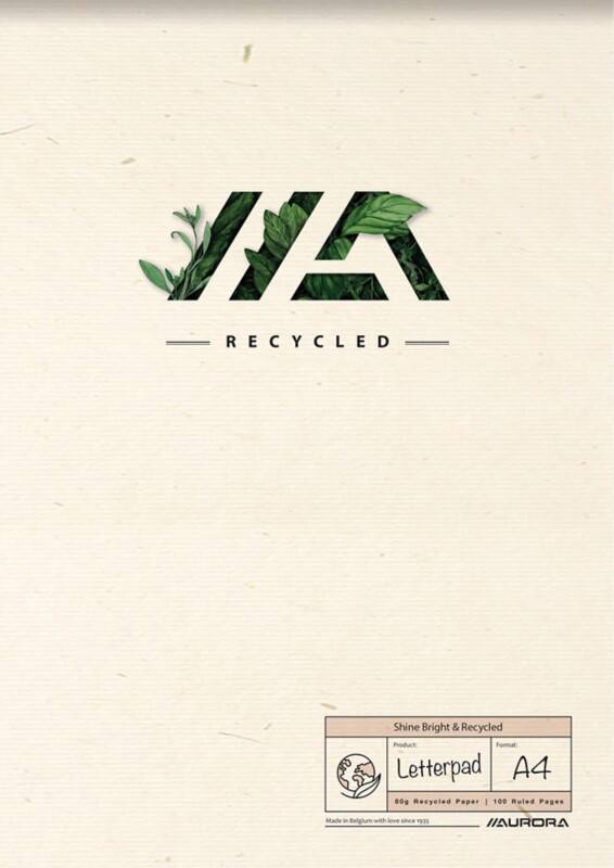 AURORA Shine Bright & Recycled Notizbuch DIN A4 Liniert Doppeldraht Natural Fibres Softcover Creme Perforiert 100 Seiten