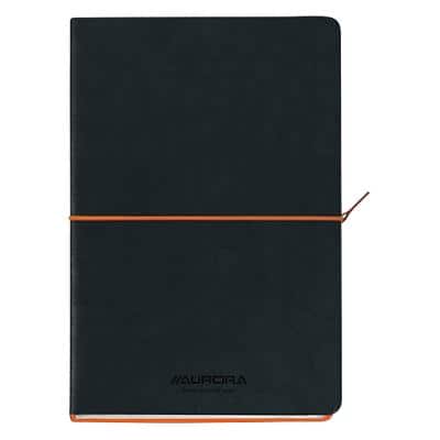 AURORA Tesoro Notebooks Notizbuch A5 Liniert Rückendrahtheftung Seitlich gebunden Papier Softcover Schwarz Nicht perforiert 192 Seiten