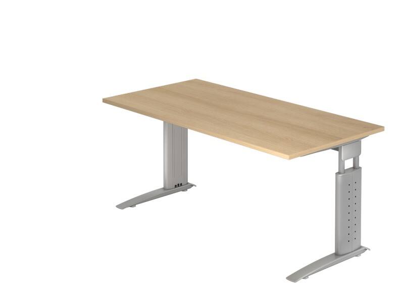 Hammerbacher VUS Höhenverstellbar Schreibtisch Eiche C-Fuß 1.600 (B) x 800 (T) x 860 (H) mm Spanplatte, Stahl
