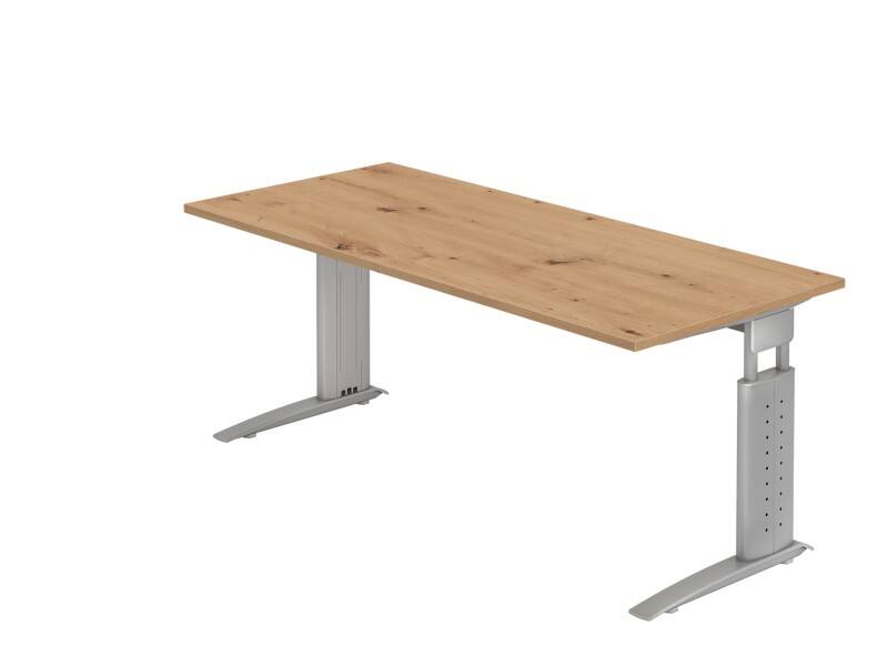 Hammerbacher VUS Höhenverstellbar Schreibtisch Eiche C-Fuß 1.800 (B) x 800 (T) x 860 (H) mm Spanplatte, Stahl